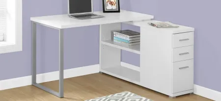 Weaver L-Shaped Computer Desk in White by Monarch Specialties