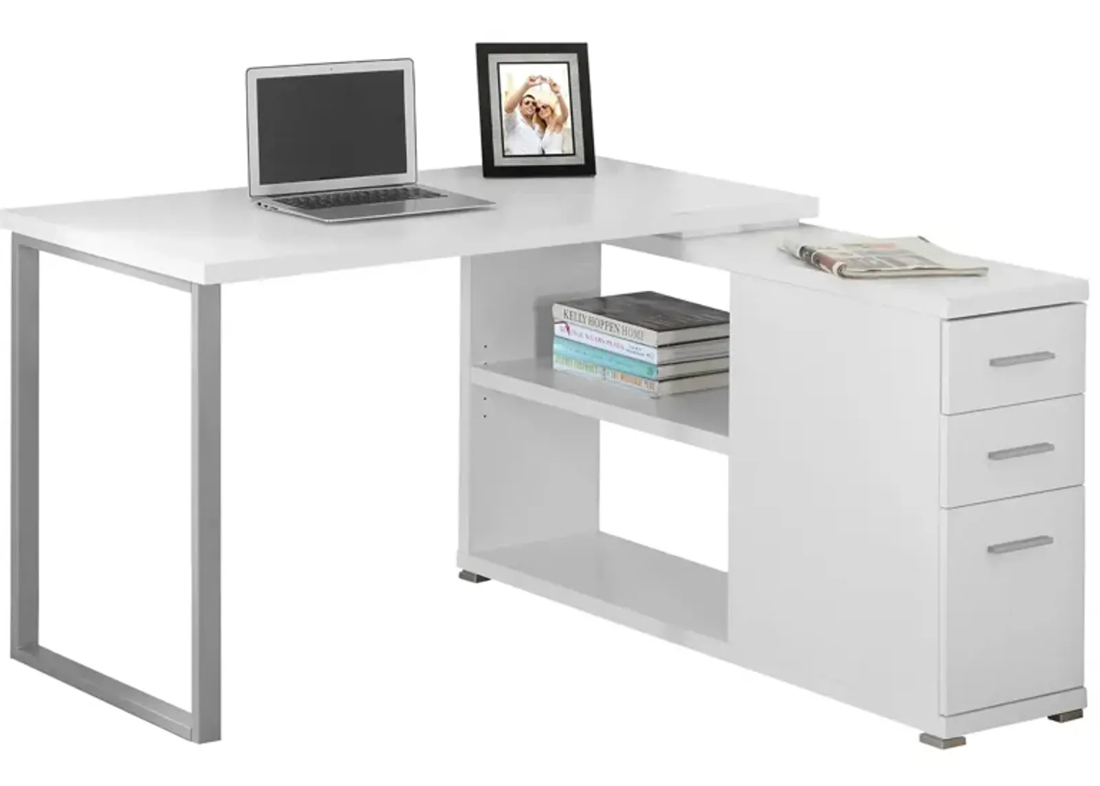 Weaver L-Shaped Computer Desk in White by Monarch Specialties