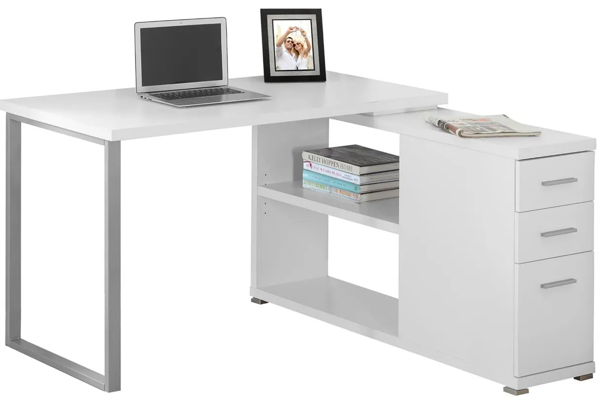 Weaver L-Shaped Computer Desk in White by Monarch Specialties