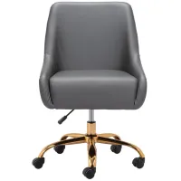 Madelaine Office Chair in Gray, Gold by Zuo Modern