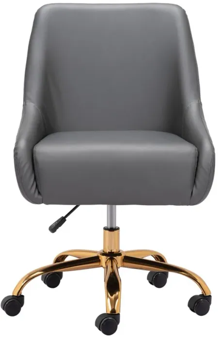 Madelaine Office Chair in Gray, Gold by Zuo Modern