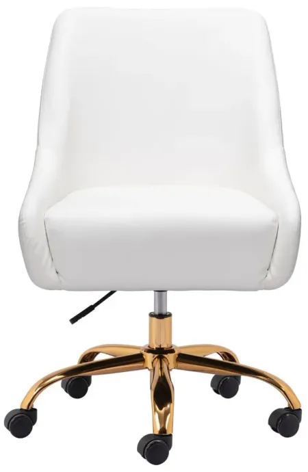 Madelaine Office Chair in White, Gold by Zuo Modern