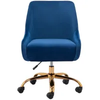 Madelaine Office Chair in Navy, Gold by Zuo Modern