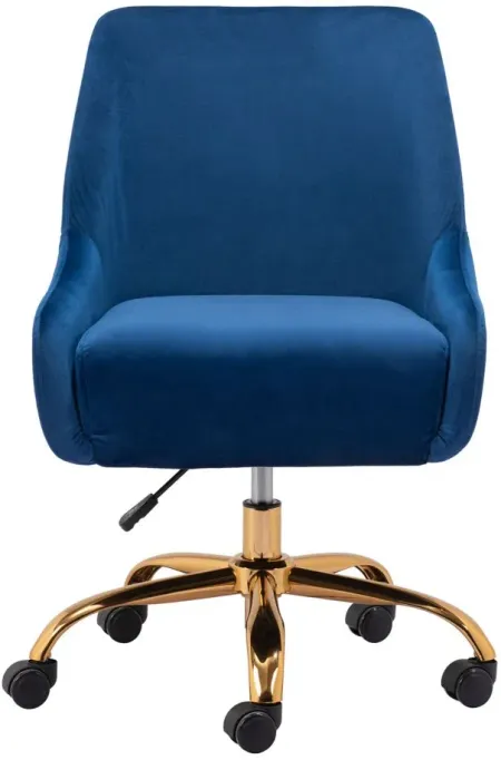 Madelaine Office Chair in Navy, Gold by Zuo Modern