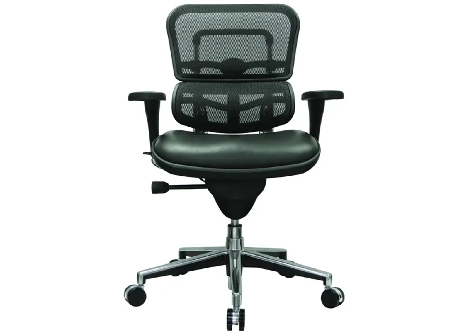 Ergo Lo Leather Seat/Mesh Back in Black