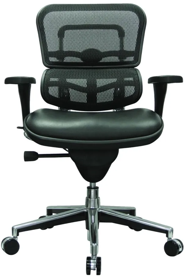 Ergo Lo Leather Seat/Mesh Back in Black