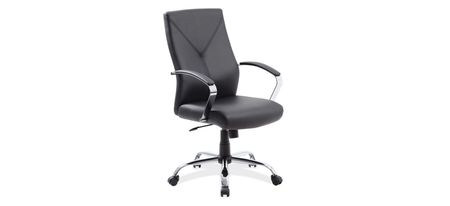 Mezco Executive Office Chair in Black Leather Soft Vinyl; Chrome by Coe Distributors