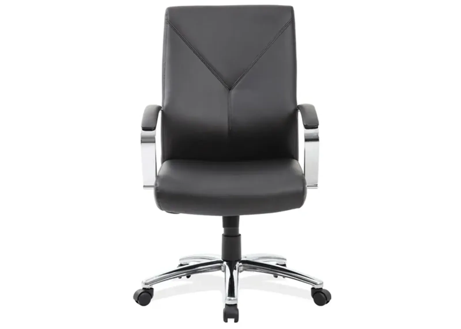 Mezco Executive Office Chair in Black Leather Soft Vinyl; Chrome by Coe Distributors