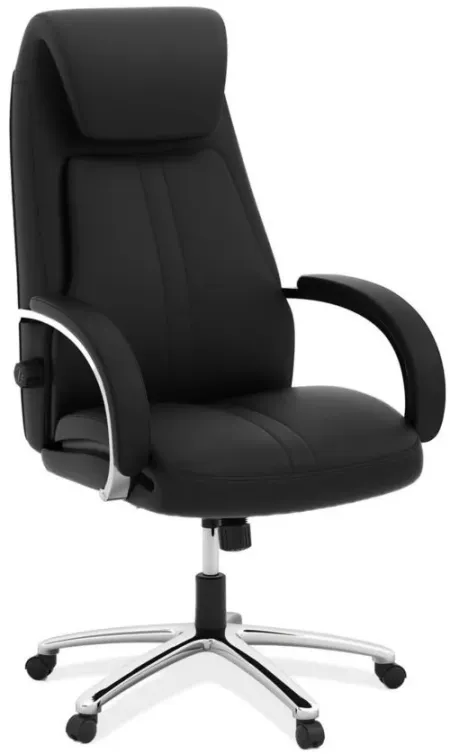 Dolshe Executive Office Chair in Black Antimicrobial Vinyl; Silver by Coe Distributors