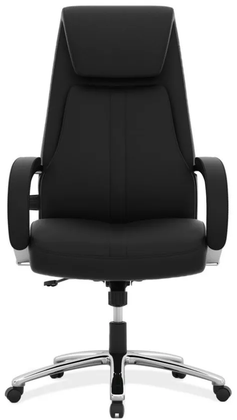 Dolshe Executive Office Chair in Black Antimicrobial Vinyl; Silver by Coe Distributors
