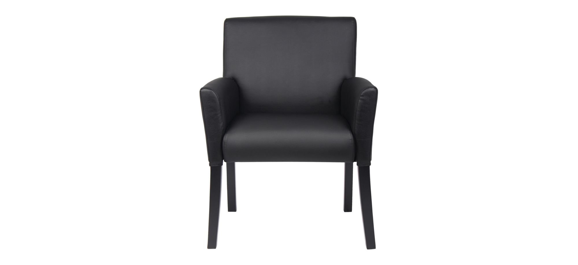 Bowery Collection Retro Style Guest Chair by OfficeSource in Black Leather Soft Vinyl with Mahogany; Mahogany by Coe Distributors