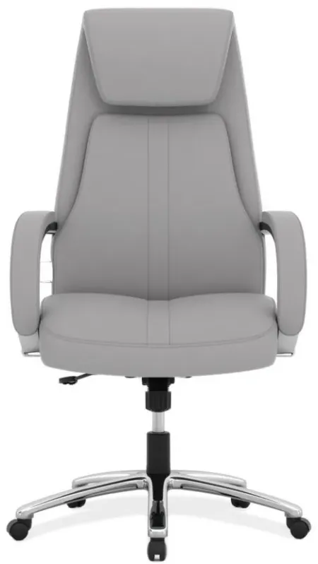 Dolshe Executive Office Chair in Light Gray Antimicrobial Vinyl; Silver by Coe Distributors