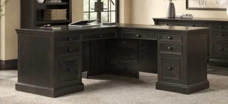 Kingston Traditional Wood L-Desk & Return in Dark Brown by Martin Furniture