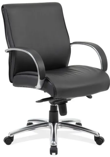 Jararvellir Mid Back Executive Chair in Black Leather Soft Vinyl; Chrome by Coe Distributors