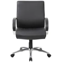 Jararvellir Mid Back Executive Chair in Black Leather Soft Vinyl; Chrome by Coe Distributors