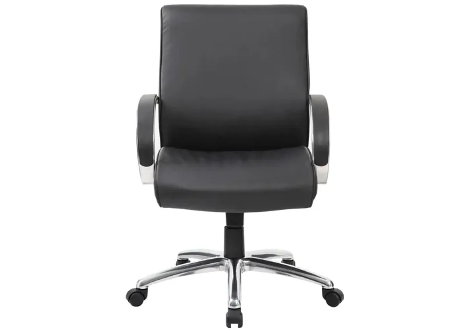 Jararvellir Mid Back Executive Chair in Black Leather Soft Vinyl; Chrome by Coe Distributors