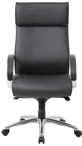 Jararvellir High Back Executive Chair in Black Leather Soft Vinyl; Chrome by Coe Distributors