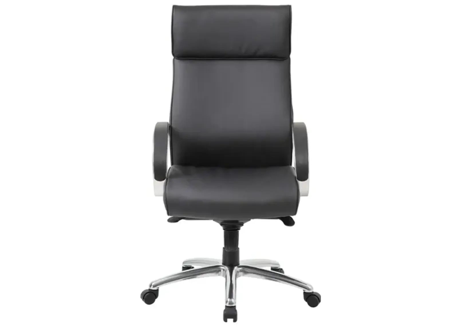 Jararvellir High Back Executive Chair in Black Leather Soft Vinyl; Chrome by Coe Distributors