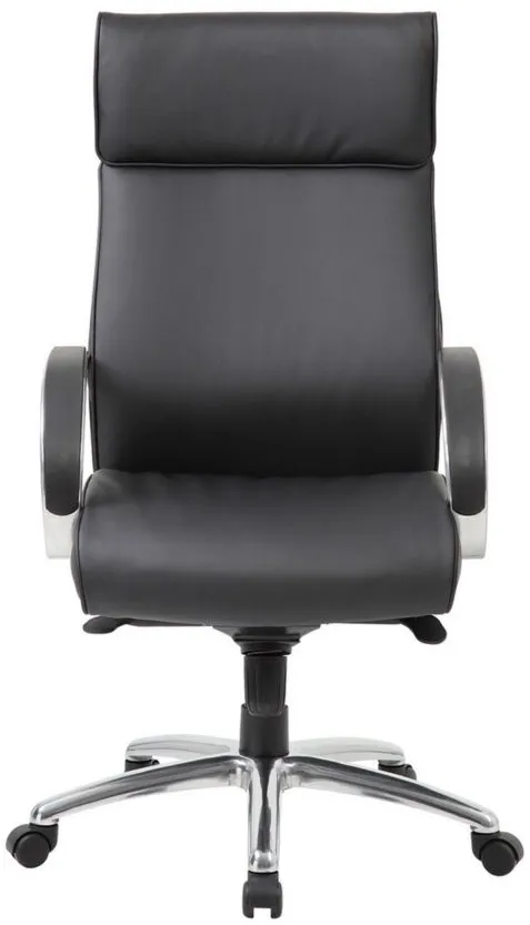 Jararvellir High Back Executive Chair in Black Leather Soft Vinyl; Chrome by Coe Distributors