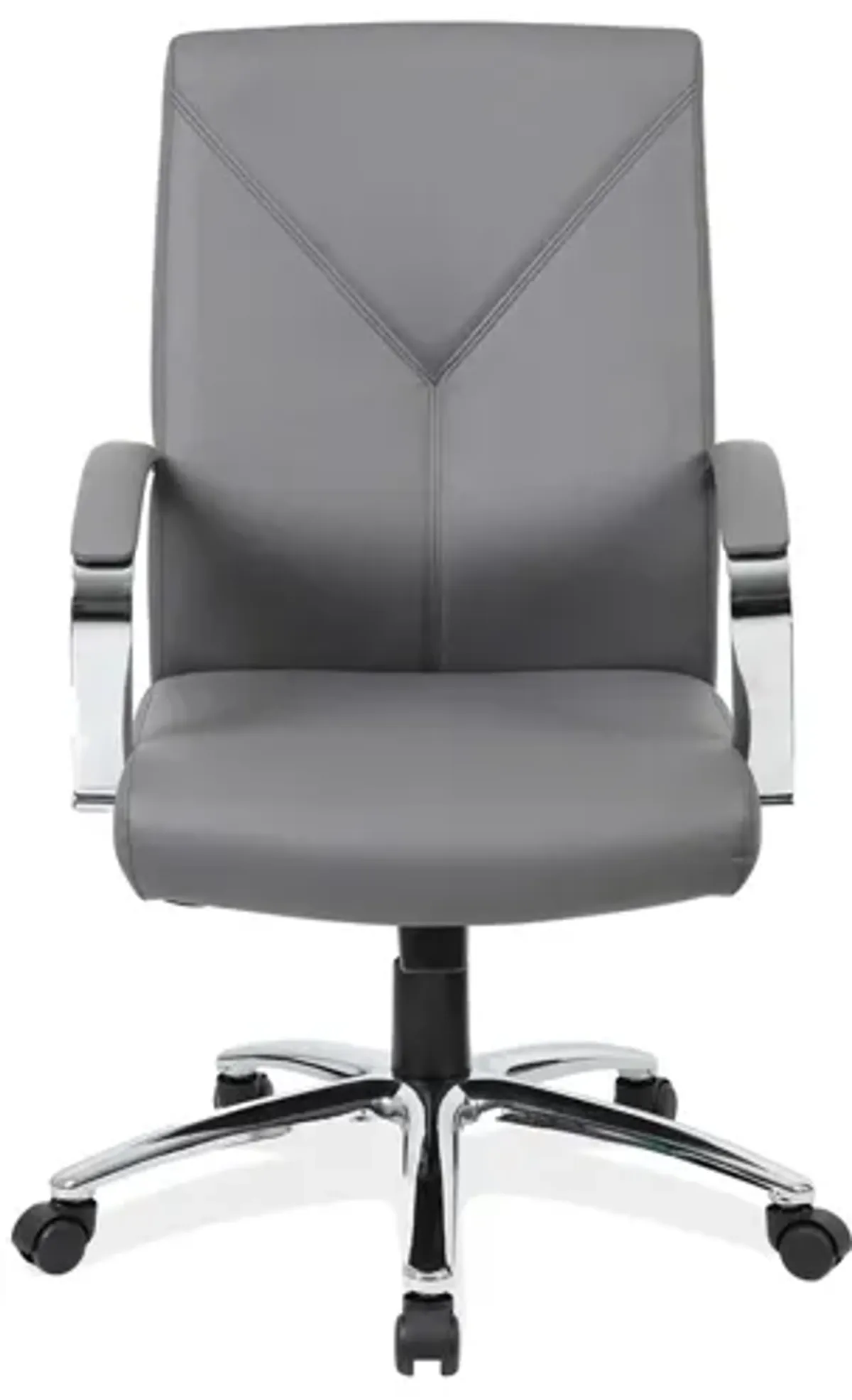 Mezco Executive Office Chair in Gray Leather Soft Vinyl; Chrome by Coe Distributors