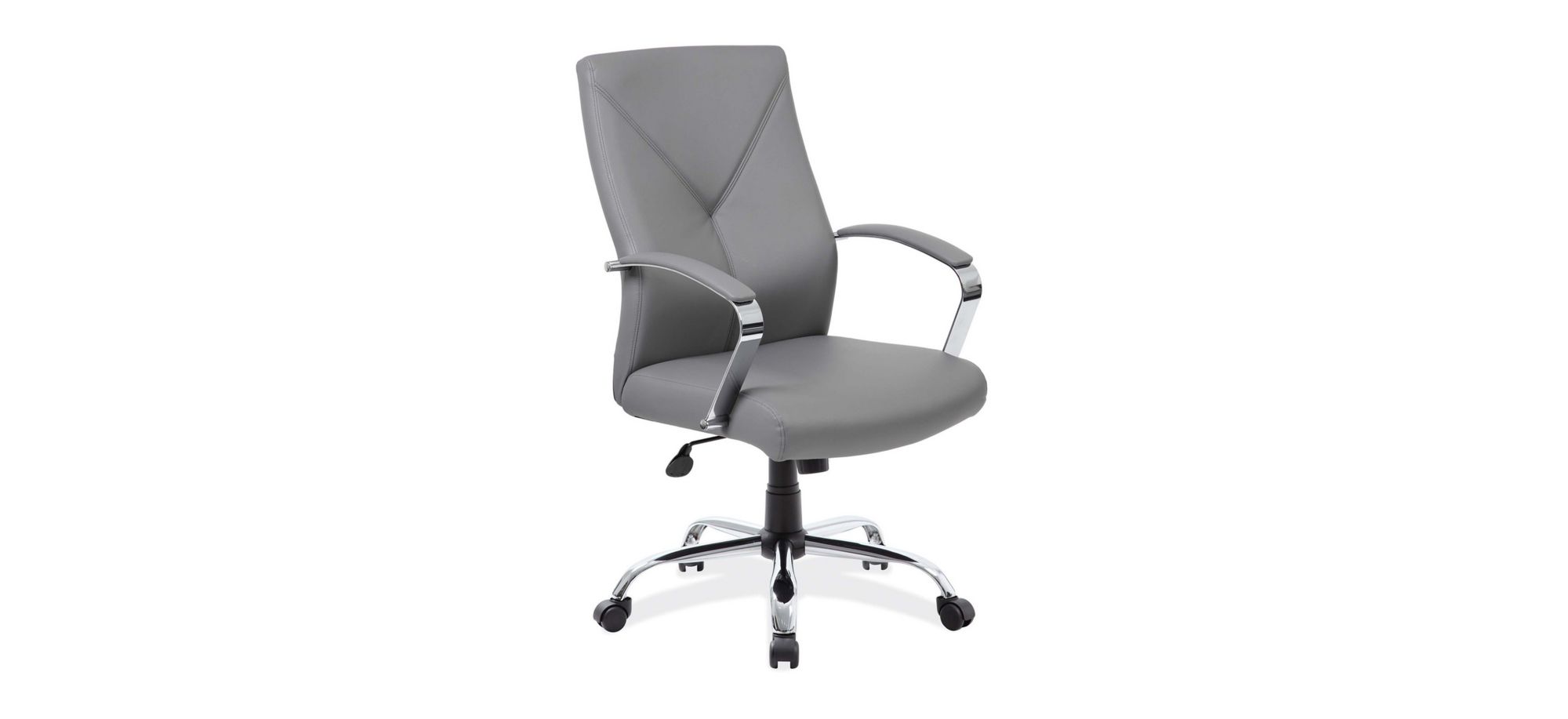 Mezco Executive Office Chair in Gray Leather Soft Vinyl; Chrome by Coe Distributors