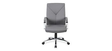 Mezco Executive Office Chair in Gray Leather Soft Vinyl; Chrome by Coe Distributors