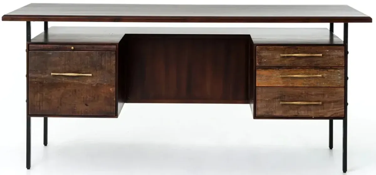 Lauren Executive Desk in Dark Walnut / Natural / Black by Four Hands