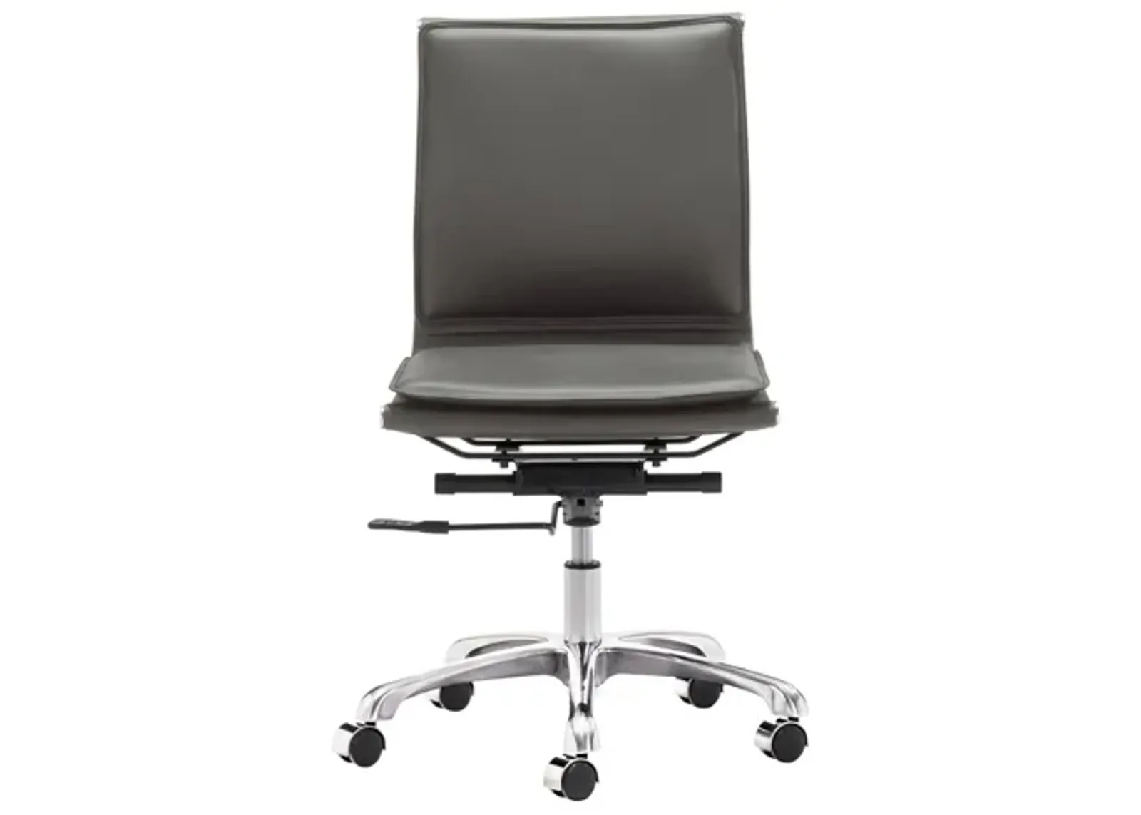 Lider Plus Armless Office Chair in Gray, Silver by Zuo Modern