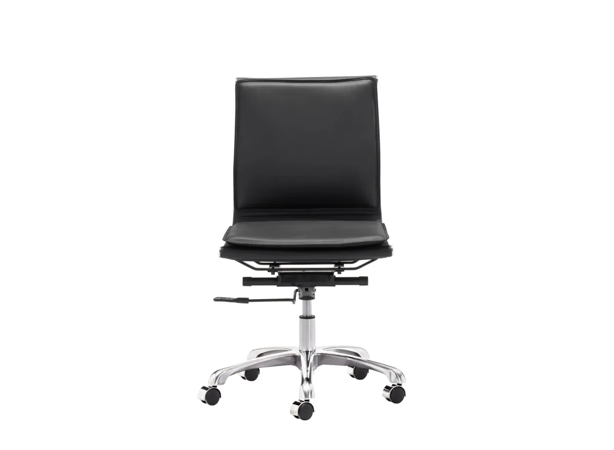 Lider Plus Armless Office Chair in Black, Silver by Zuo Modern