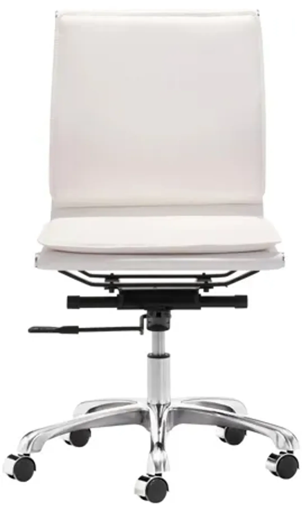 Lider Plus Armless Office Chair in White, Silver by Zuo Modern