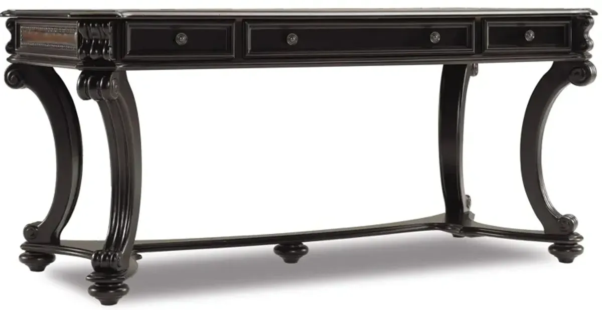 Telluride Executive Desk in Black Finish with Reddish Brown Rub-Thro by Hooker Furniture