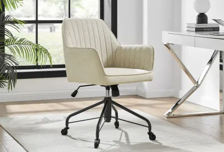 Thompson Fabric Swivel Office Arm Chair in Strata Cream by New Pacific Direct