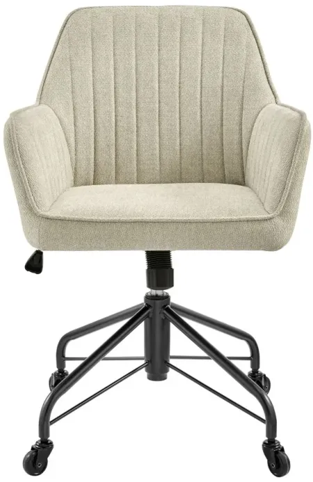 Thompson Fabric Swivel Office Arm Chair in Strata Cream by New Pacific Direct