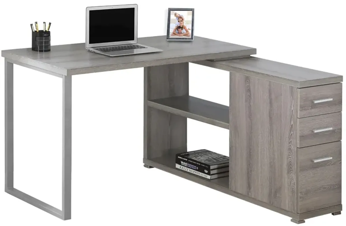 Weaver L-Shaped Computer Desk in Dark Taupe by Monarch Specialties