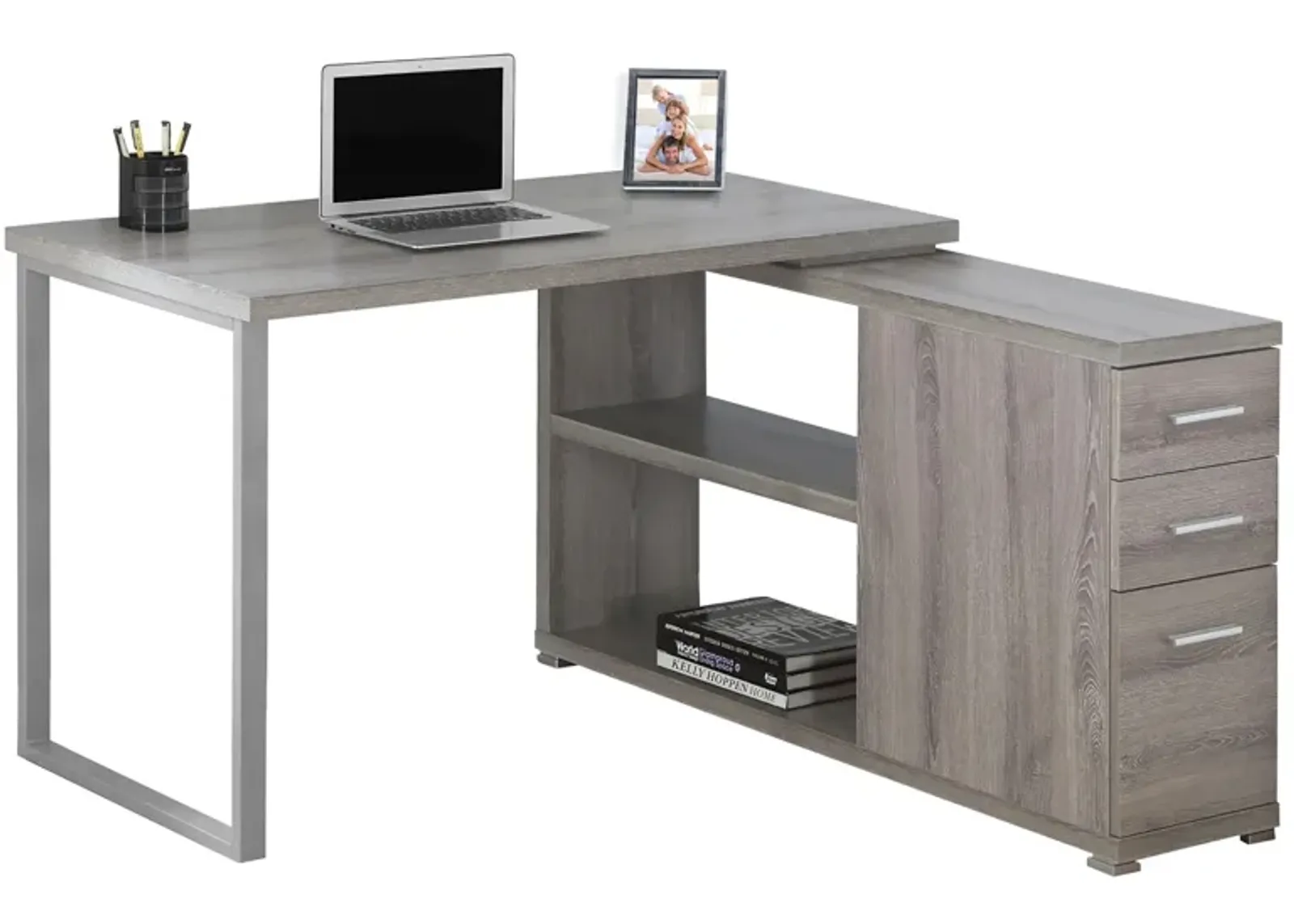 Weaver L-Shaped Computer Desk in Dark Taupe by Monarch Specialties