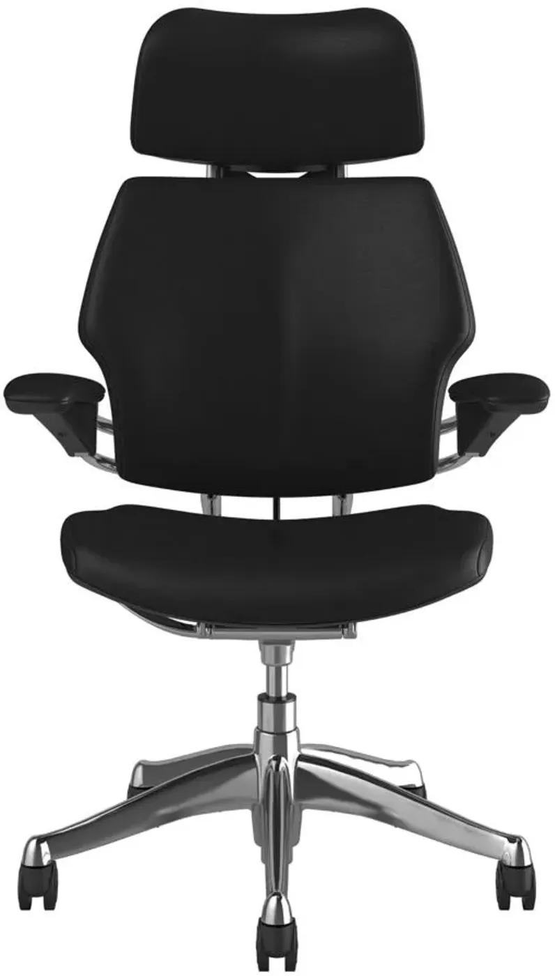 Humanscale Freedom Premium Leather Ergonomic Office Chair in Obsidian Leather by Humanscaleoration