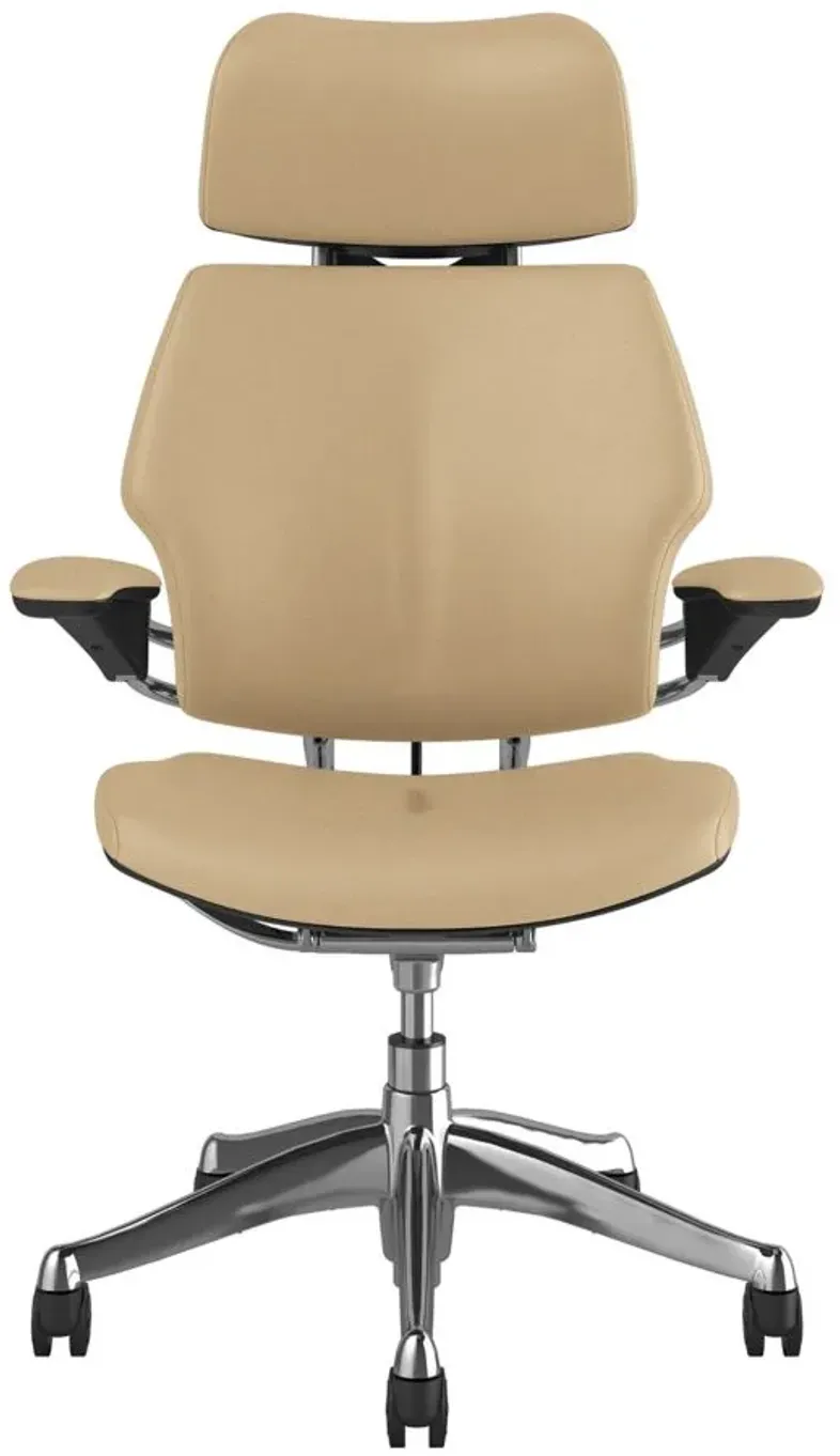 Humanscale Freedom Premium Leather Ergonomic Office Chair in Sand Leather by Humanscaleoration