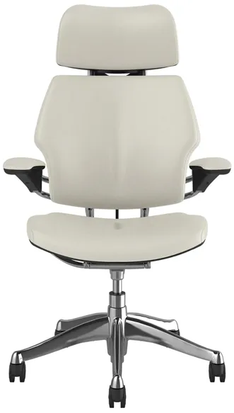 Humanscale Freedom Premium Leather Ergonomic Office Chair in Glacier Leather by Humanscaleoration