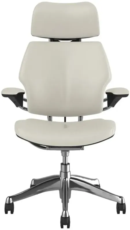 Humanscale Freedom Premium Leather Ergonomic Office Chair in Glacier Leather by Humanscaleoration