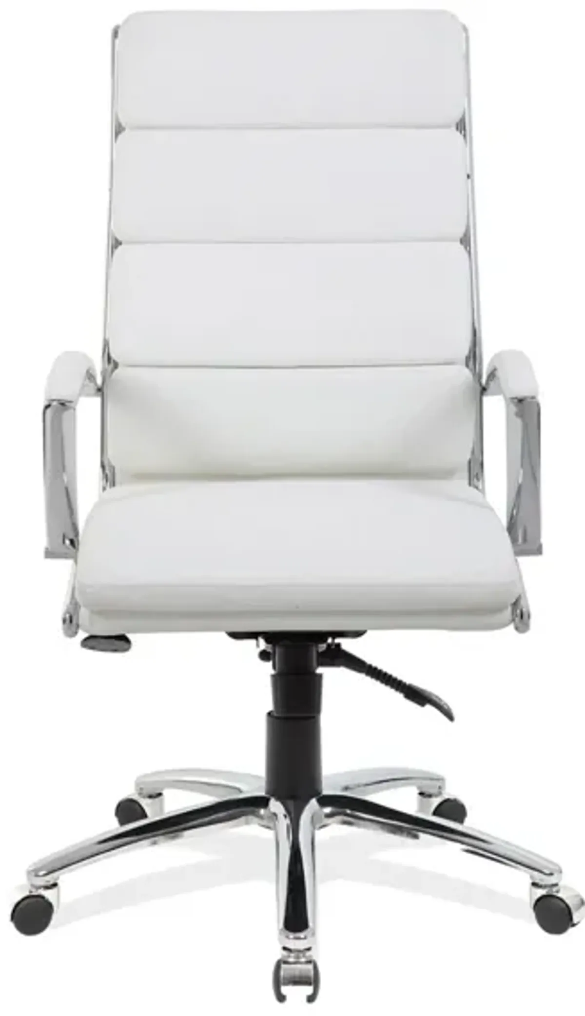 Pennyworth Executive High Back Chair in White Leather Soft Vinyl; Chrome by Coe Distributors