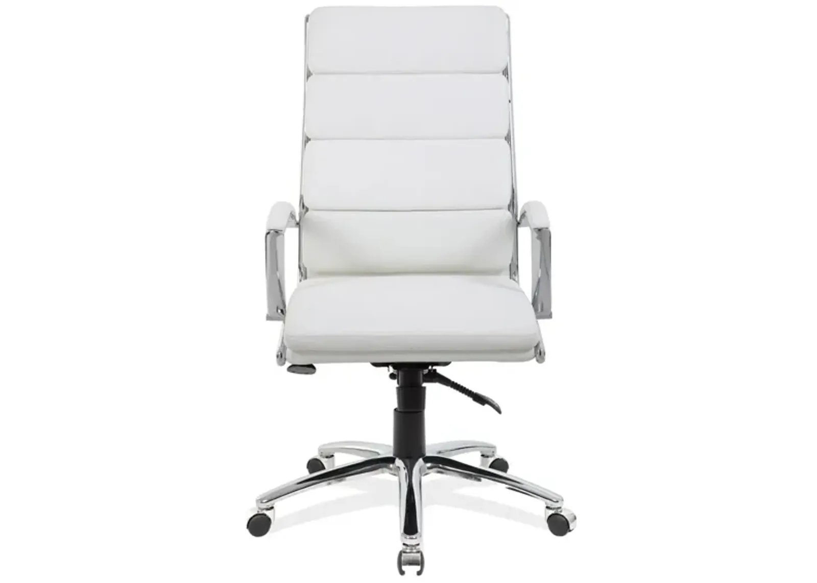 Pennyworth Executive High Back Chair in White Leather Soft Vinyl; Chrome by Coe Distributors