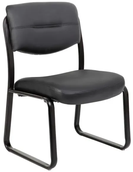 Merit Collection Armless Guest Chair in Black Leather Soft Vinyl; Black by Coe Distributors