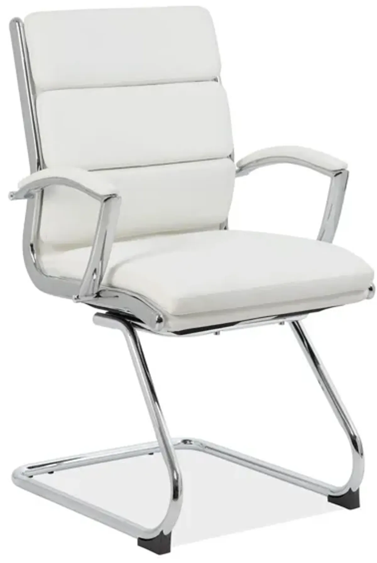 Pennyworth Executive Guest Chair in White Leather Soft Vinyl; Chrome by Coe Distributors