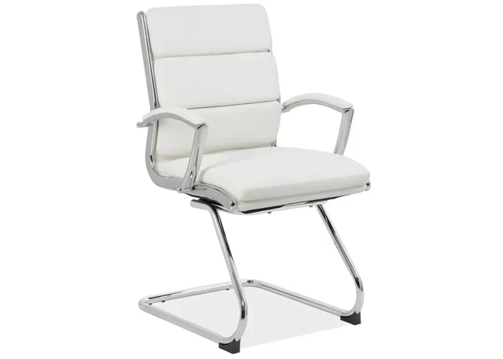 Pennyworth Executive Guest Chair in White Leather Soft Vinyl; Chrome by Coe Distributors