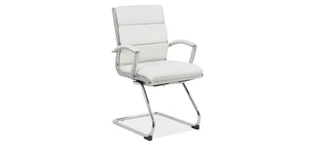 Pennyworth Executive Guest Chair in White Leather Soft Vinyl; Chrome by Coe Distributors