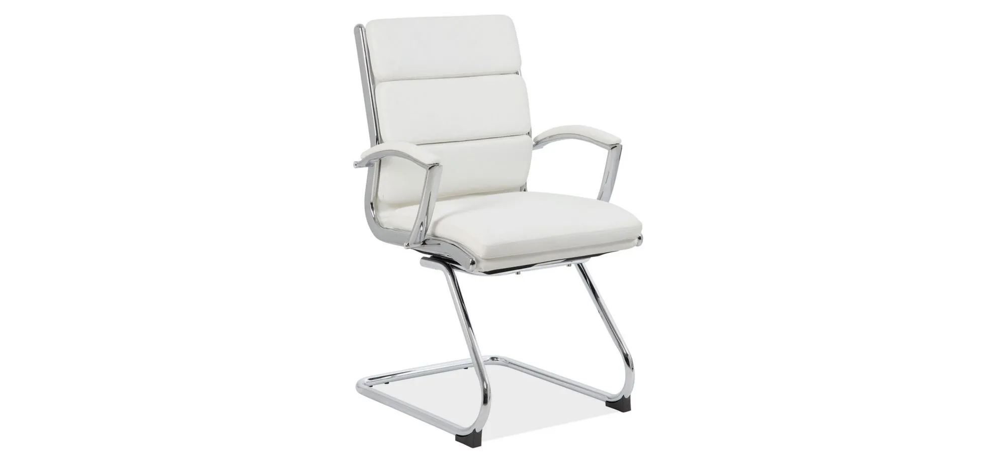 Pennyworth Executive Guest Chair in White Leather Soft Vinyl; Chrome by Coe Distributors