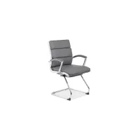 Pennyworth Executive Guest Chair in Gray Leather Soft Vinyl; Chrome by Coe Distributors