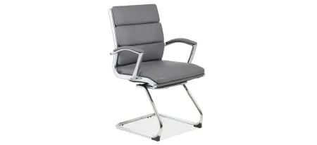 Pennyworth Executive Guest Chair in Gray Leather Soft Vinyl; Chrome by Coe Distributors