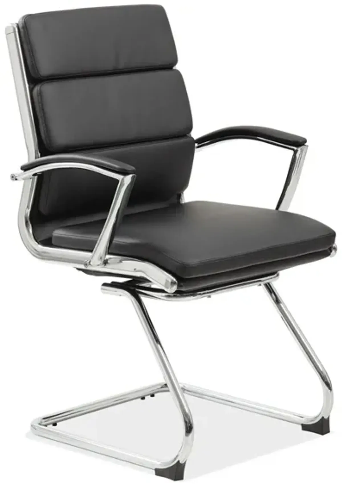 Pennyworth Executive Guest Chair in Black Leather Soft Vinyl; Chrome by Coe Distributors