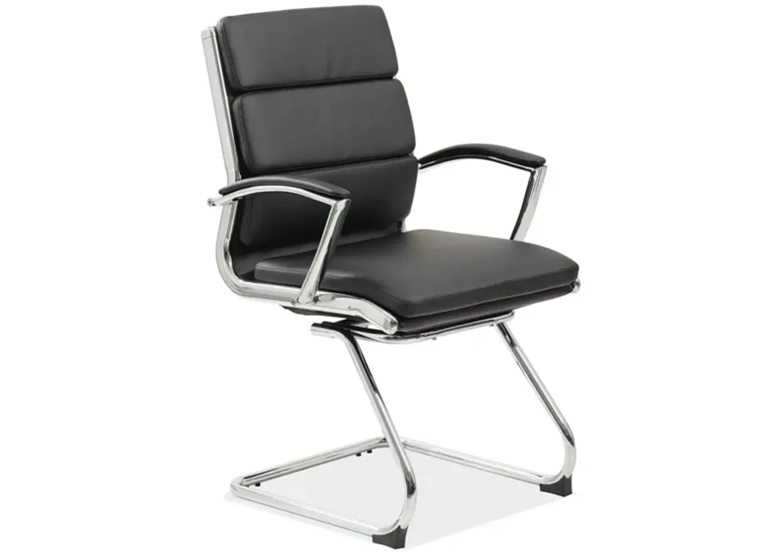 Pennyworth Executive Guest Chair in Black Leather Soft Vinyl; Chrome by Coe Distributors